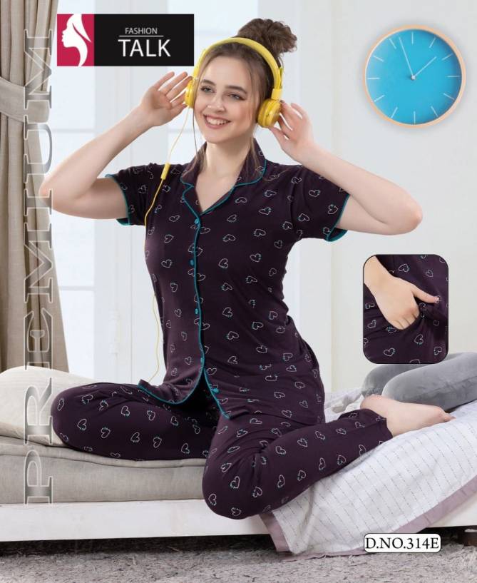 Ft 314 Night Wear Hosiery Cotton Shinker Wholesale Night Suits Collection